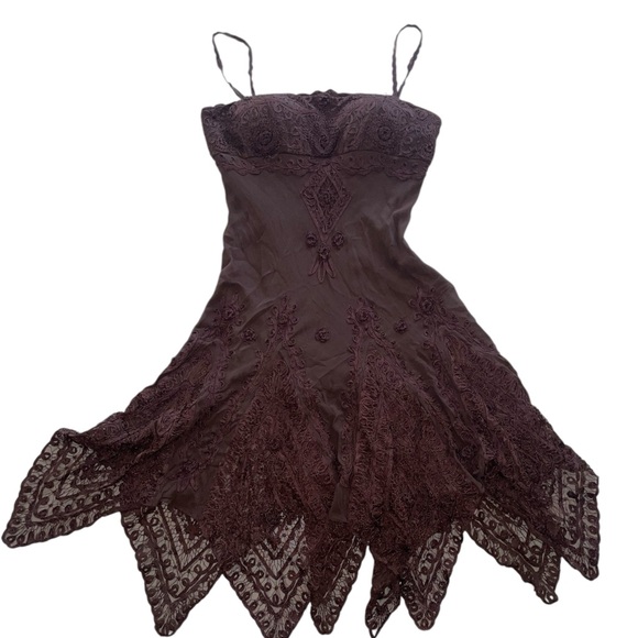 Stunning Sue Wong Chocolate Brown Lace Trim
Silk Slip Dress | Y2K - Picture 4 of 9